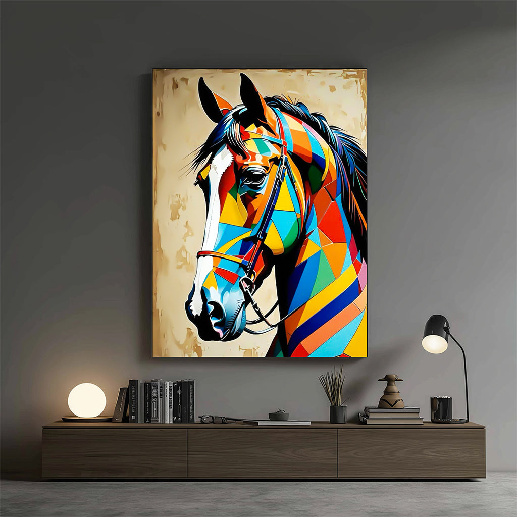 Horse – Colorful Geometric Artistic Wall Art (AN8)
