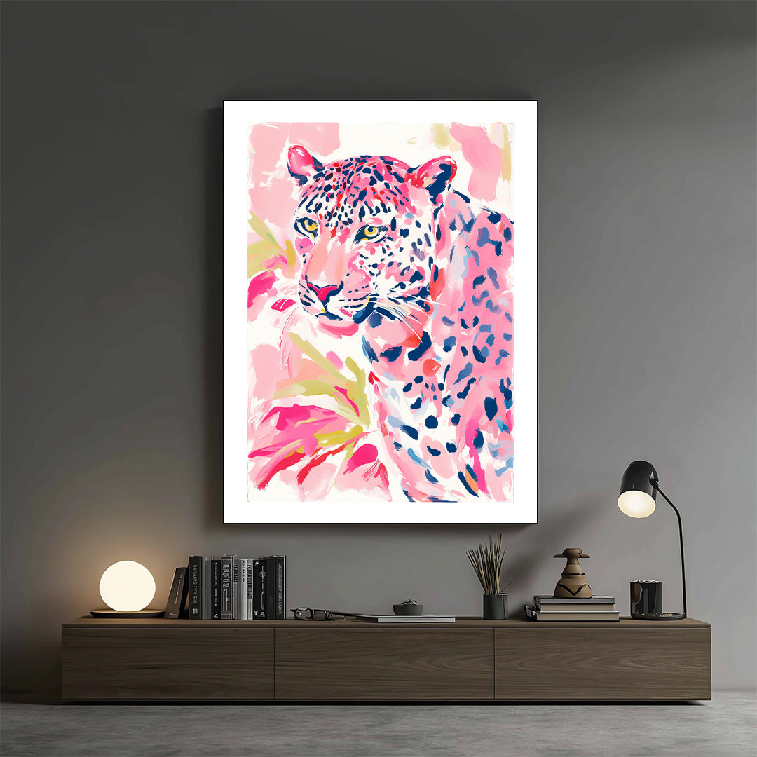Leopard – Pink Watercolor Artistic Wall Art (AN9)