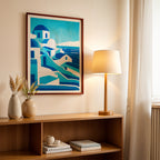 Santorini Greece – Minimal Blue Coastal Wall Art (CT2)