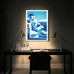 Santorini Greece – Minimal Blue Coastal Wall Art (CT2)