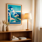 Santorini Greece – Minimal Blue Coastal Wall Art (CT2)