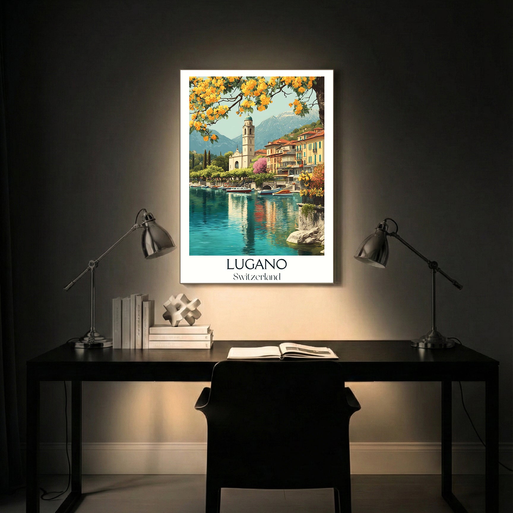 Lugano Switzerland – Vintage Travel Wall Art (CT50)