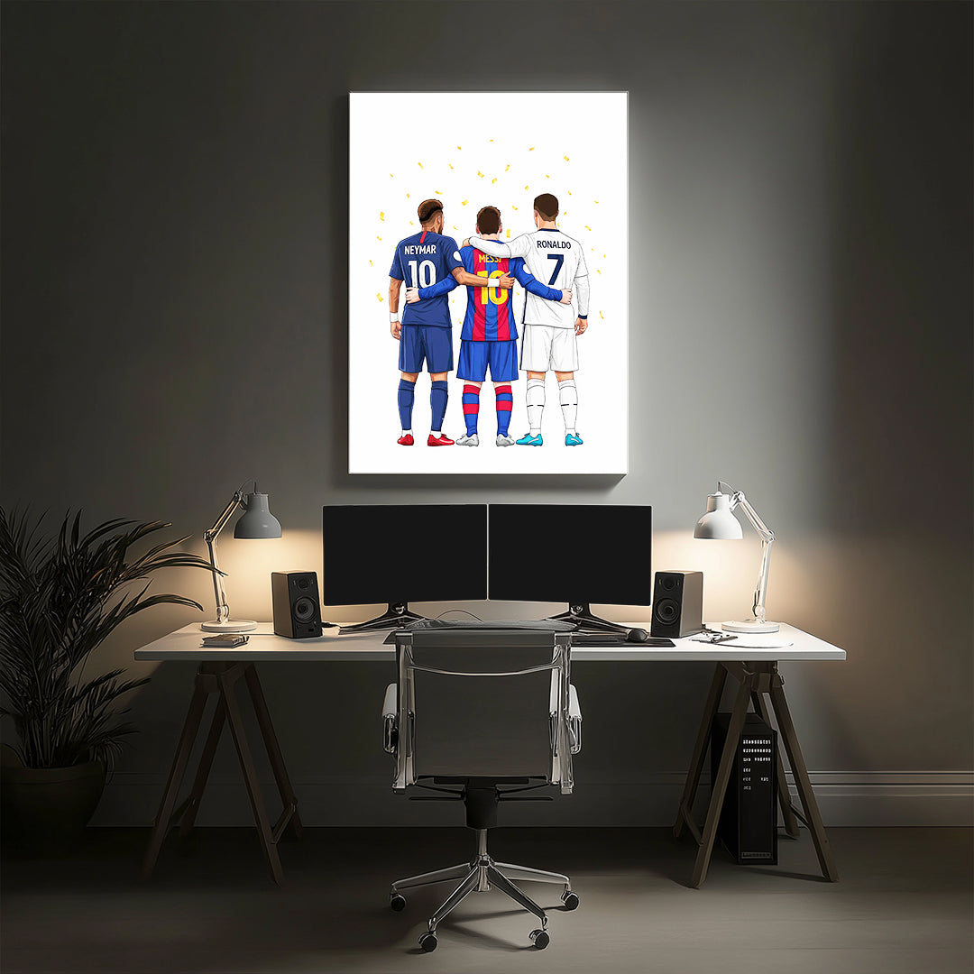 Messi, Neymar & Ronaldo Action Football Wall Art (SP32)