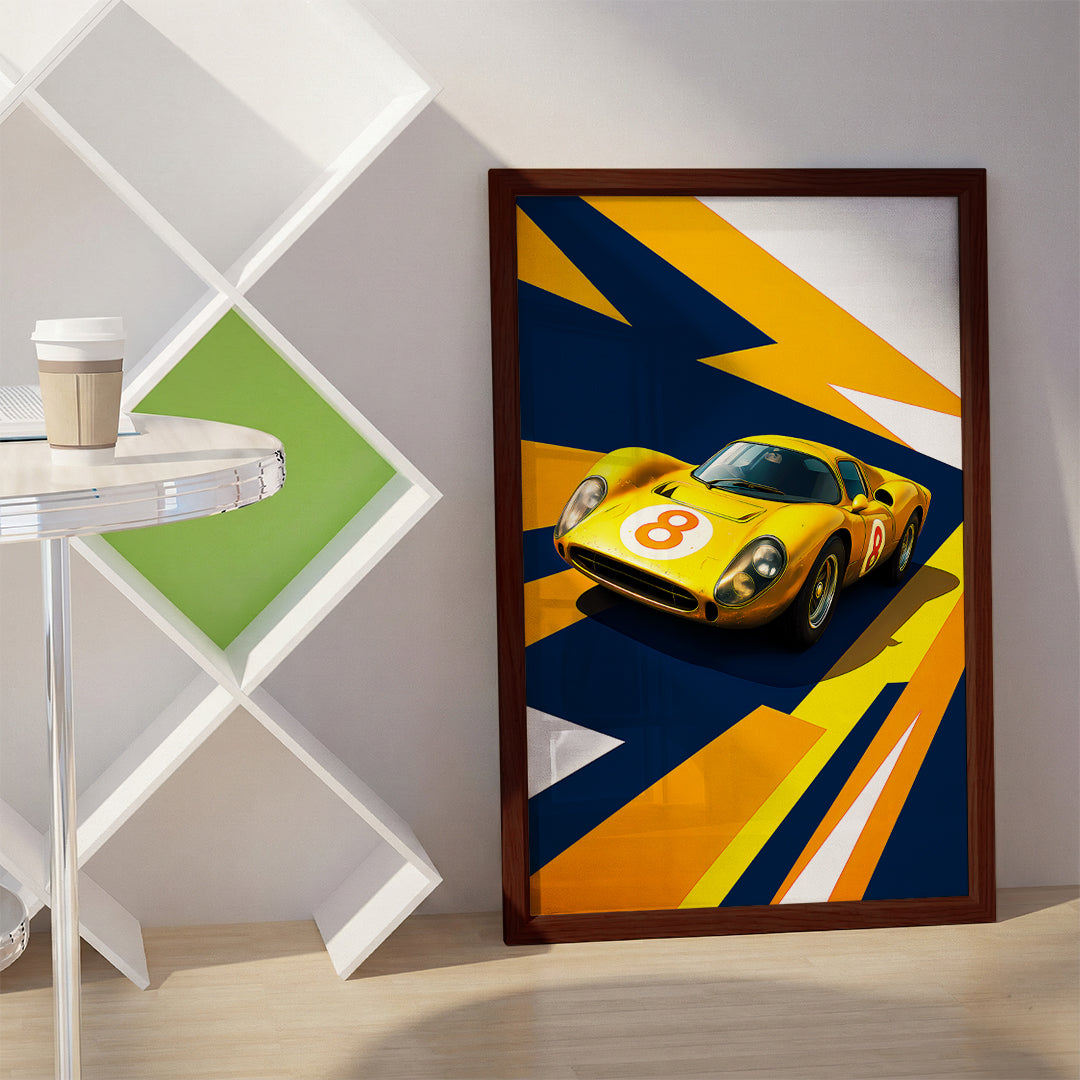 Yellow Sports Car Wall Art (SP43)