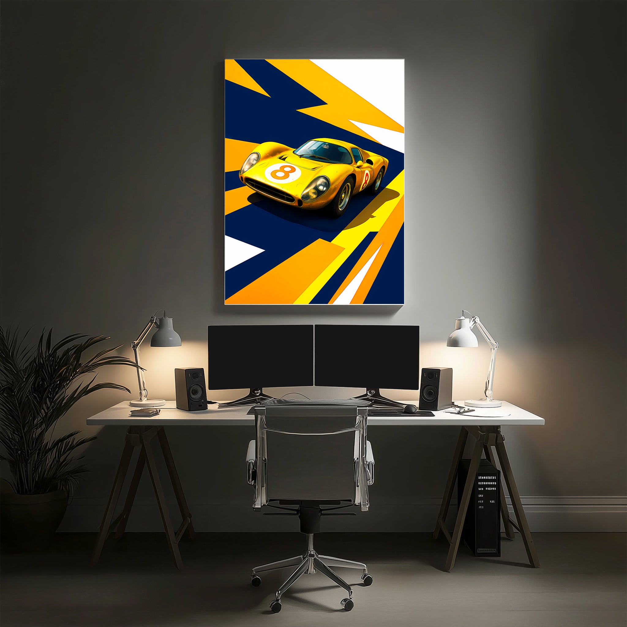 Yellow Sports Car Wall Art (SP43)