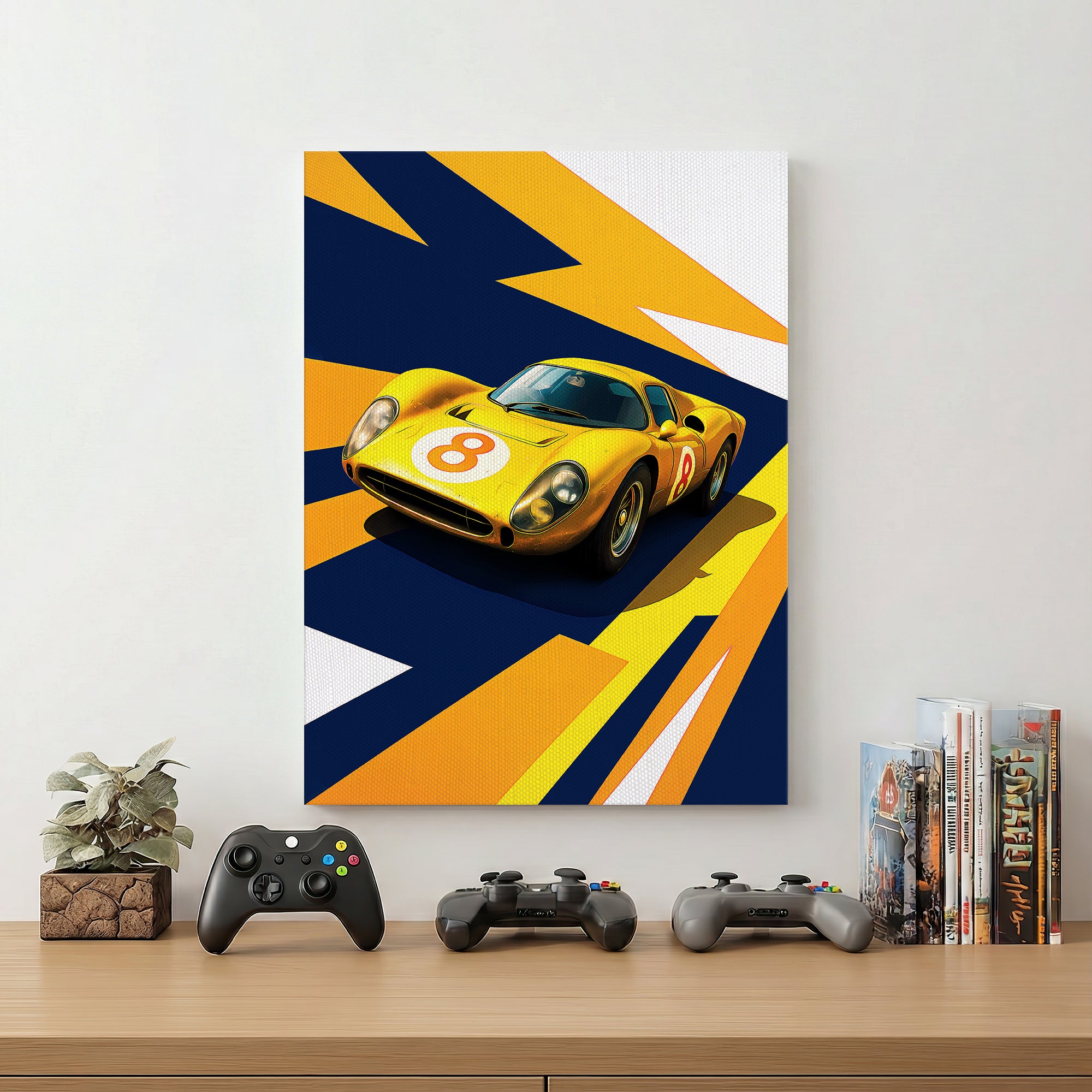Yellow Sports Car Wall Art (SP43)