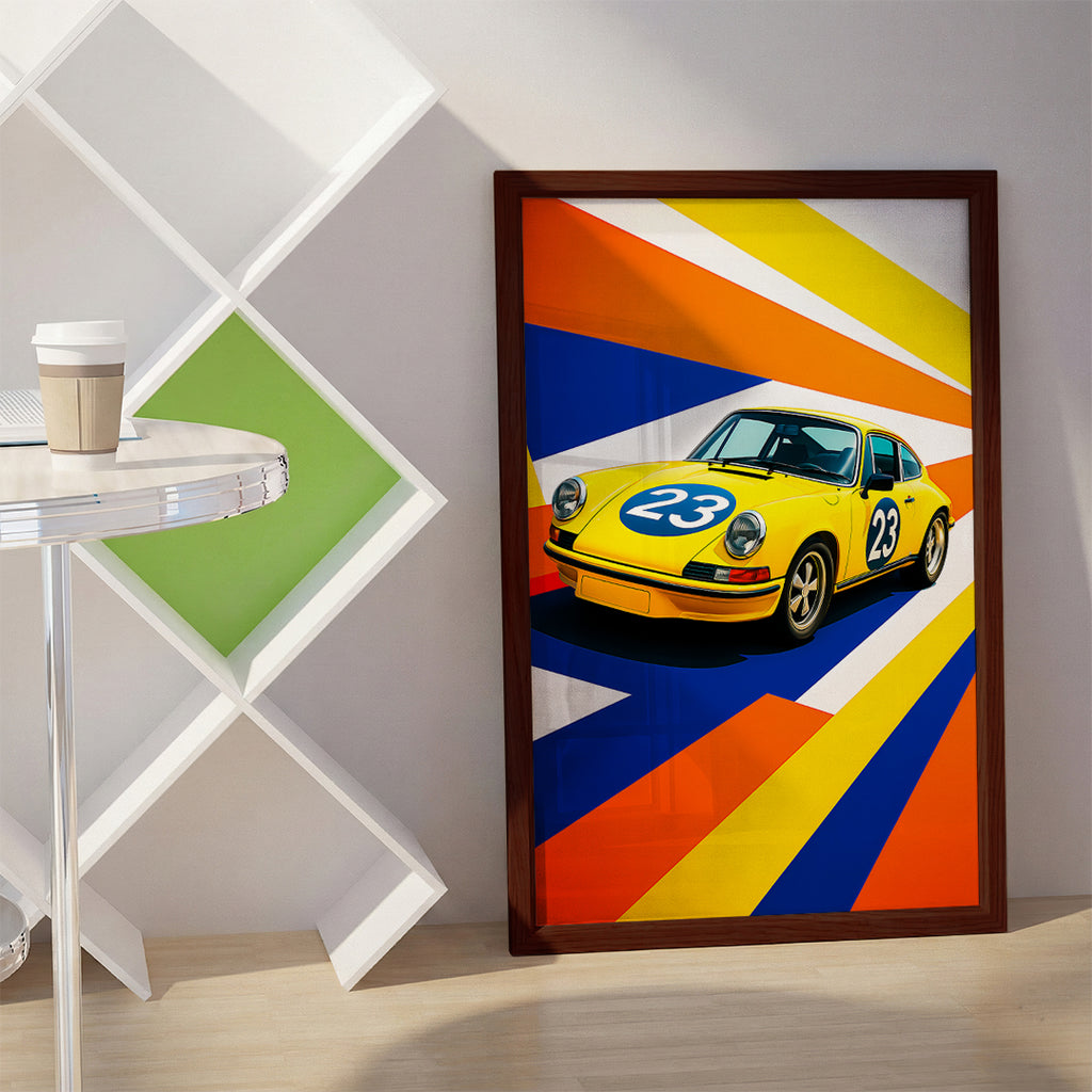 Yellow Sports Car Wall Art (SP45)