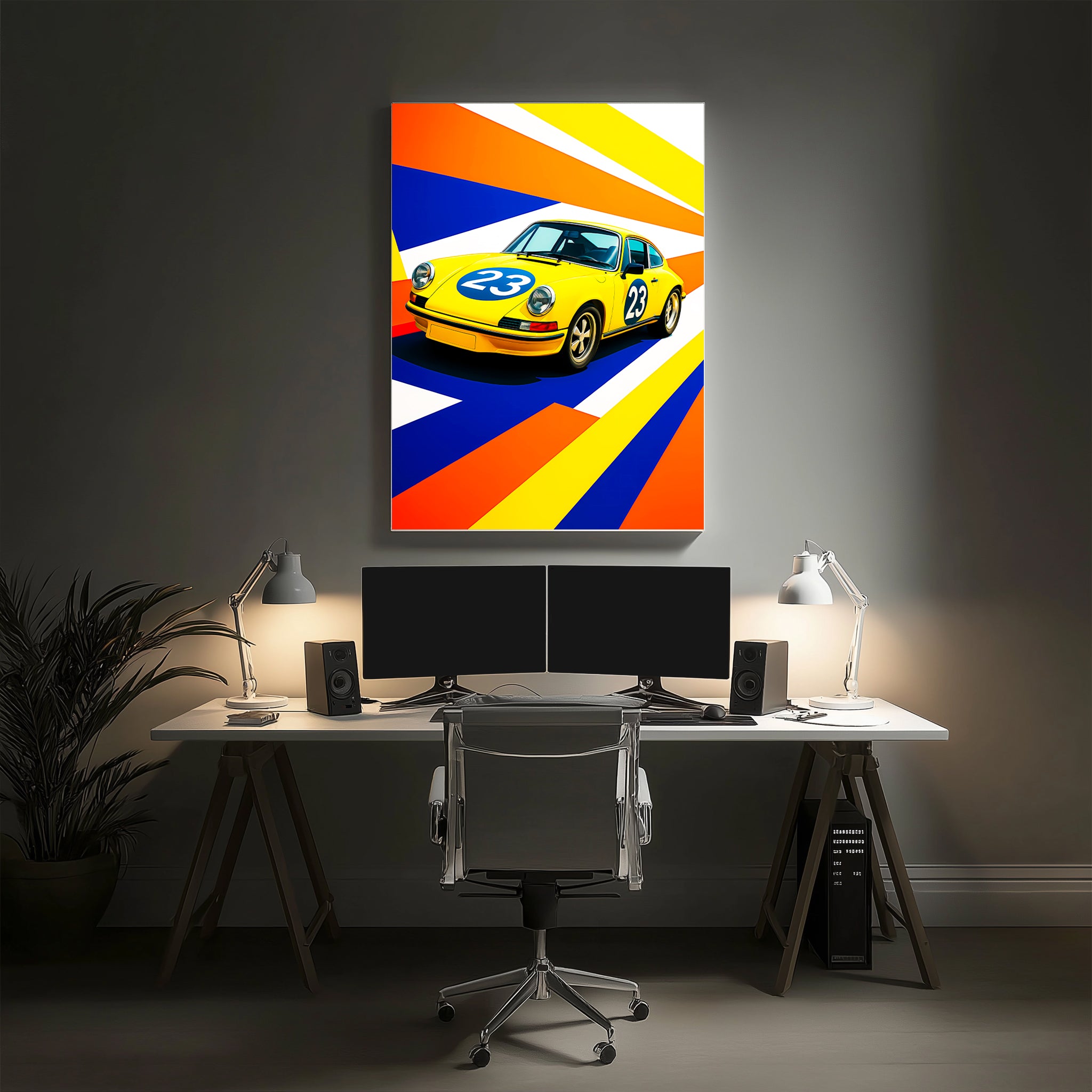Yellow Sports Car Wall Art (SP45)