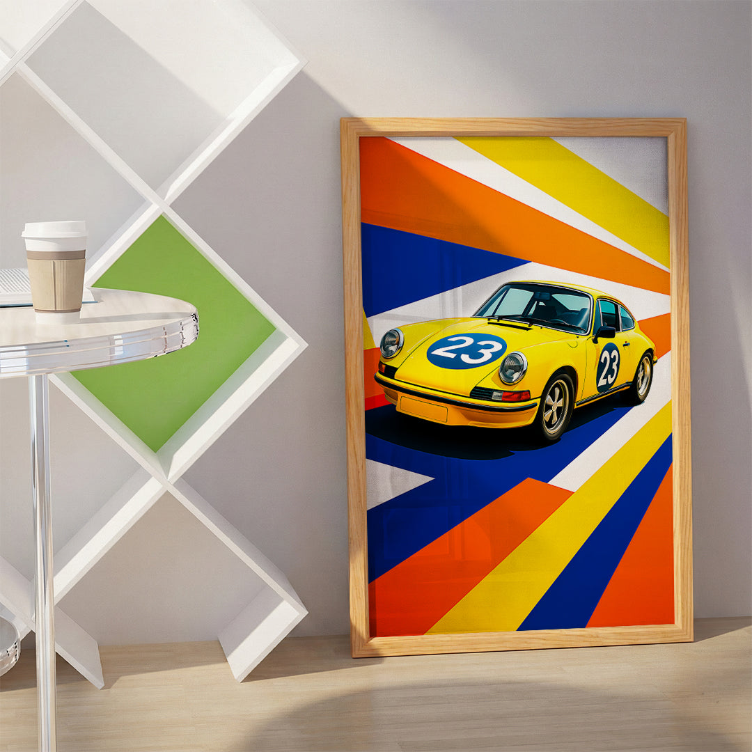 Yellow Sports Car Wall Art (SP45)
